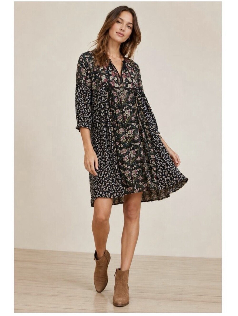 Sundance Chelsea Morning Boho Cottagecore Floral Embroidered Peasant Dress Sz M